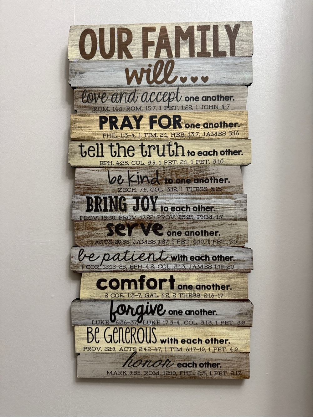 Our Family Wall Plaque - Neutral Wood Tones